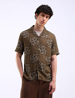 Flying Machine Cuban Collar Holiday Shirt