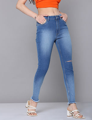 Flying Machine Women Twiggy Super Skinny Fit Distressed Jeans