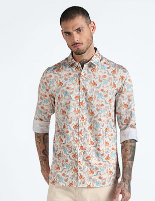 Flying Machine Digital Floral Print Shirt