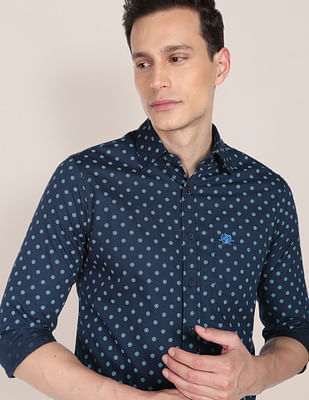 U S Polo Assn Geometric Print Premium Cotton Casual Shirt