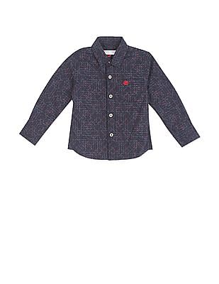 U S Polo Assn Kids Boys Spread Collar Printed Shirt