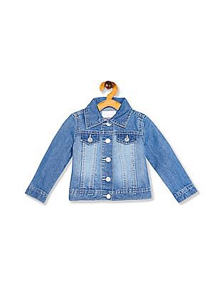The Childrens Place Baby Girls Denim Sherpa Collar Jacket