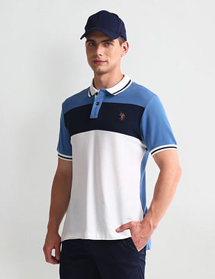 U S Polo Assn Denim Co Colour Block Muscle Fit Polo Shirt