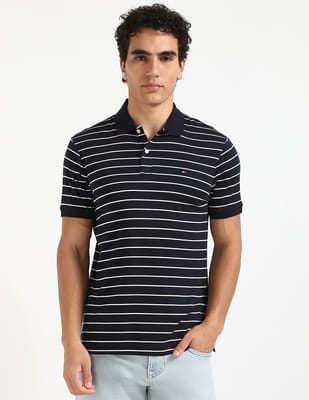 Buy Tommy Hilfiger Mens Blue Horizontal Striped Polo Shirt - NNNOW.com