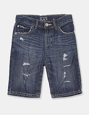 boys ripped jean shorts
