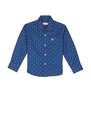 U S Polo Assn Kids Boys Spread Collar Printed Shirt