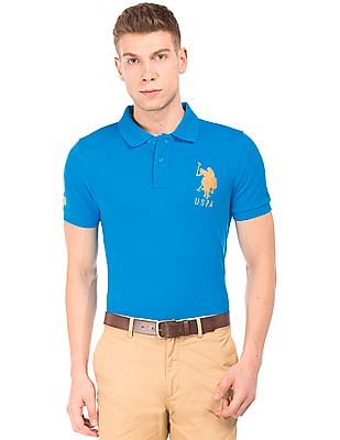 U S Polo Assn Slim Fit Embroidered Applique Polo Shirt