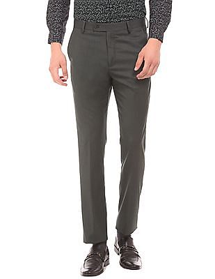 Mens Blue Slim Fit Non Stretch Formal Trouser with Flat Front  DENNIS LINGO