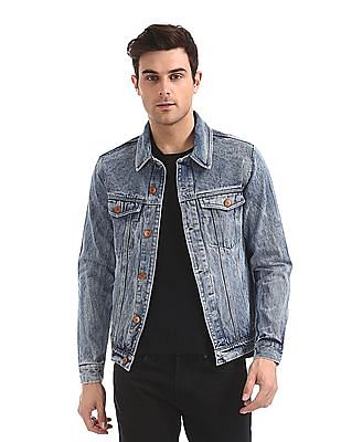 Buy Men Stone Washed Denim Jacket online at NNNOW.com