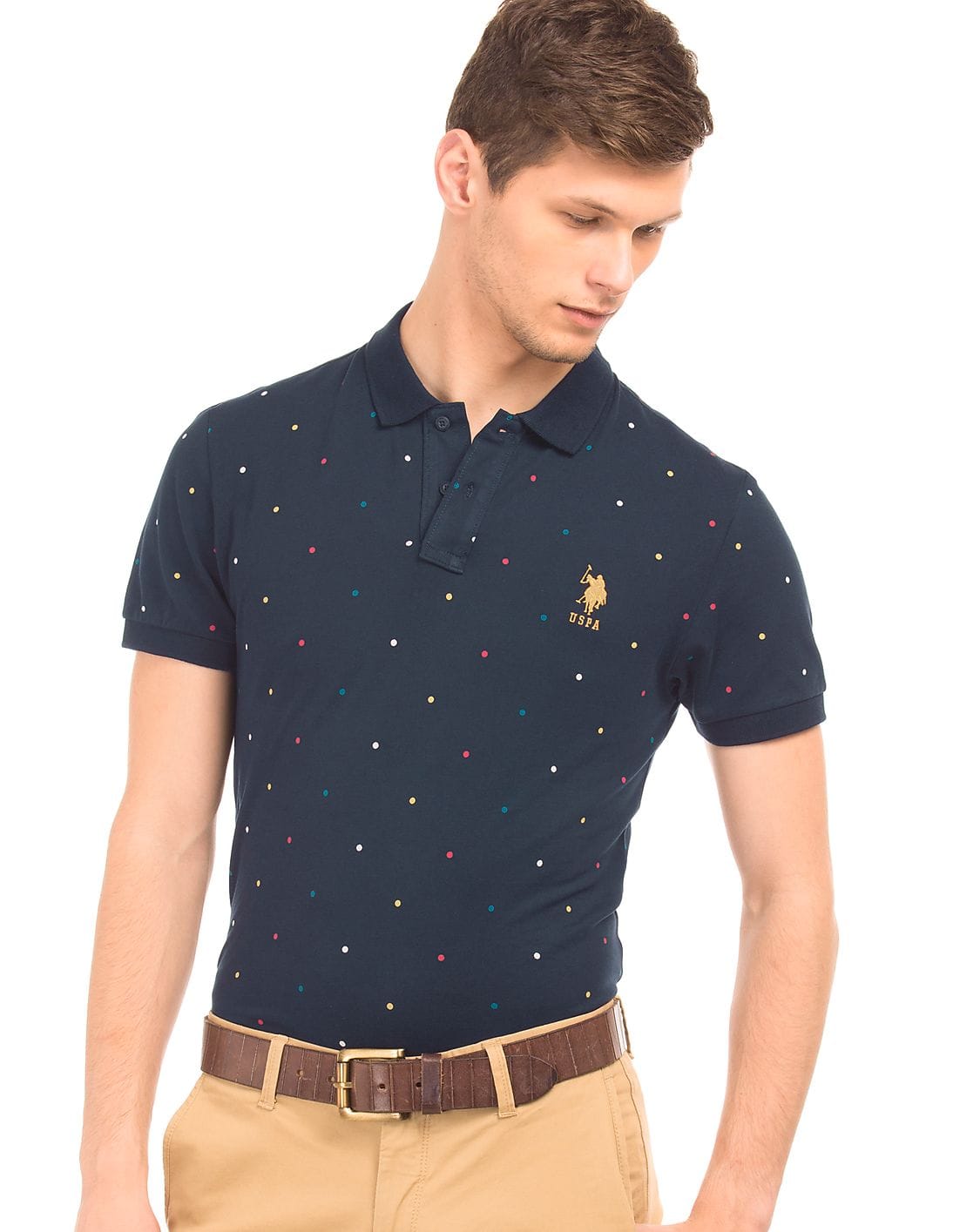 Buy U.S. Polo Assn. Men Printed Slim Fit Polo Shirt