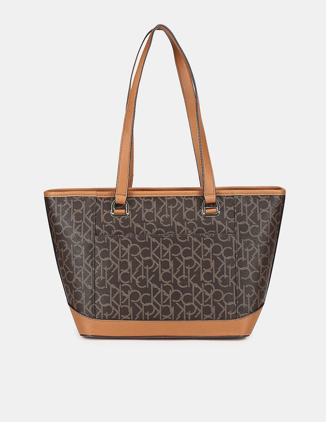 Buy Calvin Klein Women Brown Monogram Print Mercy Tote NNNOW