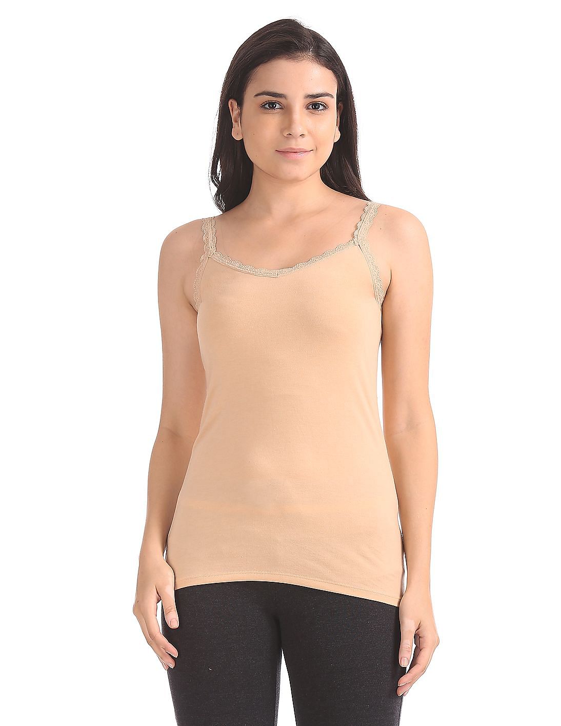 Buy Women Lace Trim Cotton Stretch Camisole online at NNNOW.com