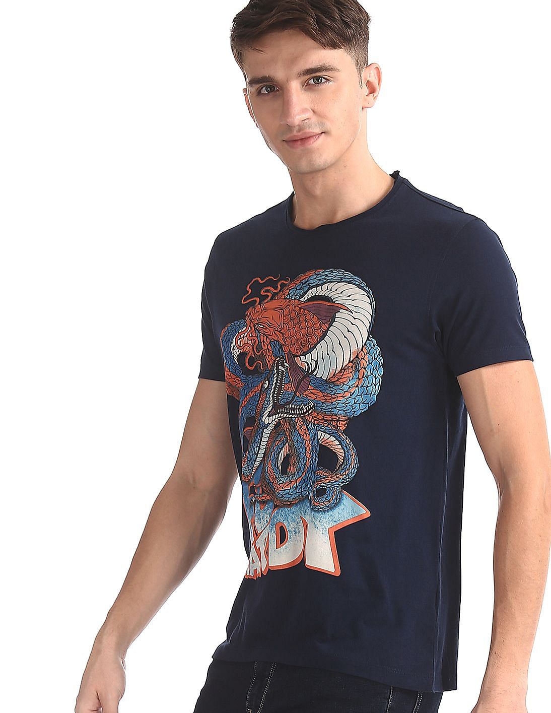 Buy Ed Hardy Men Blue Crew Neck Graphic T-Shirt - NNNOW.com