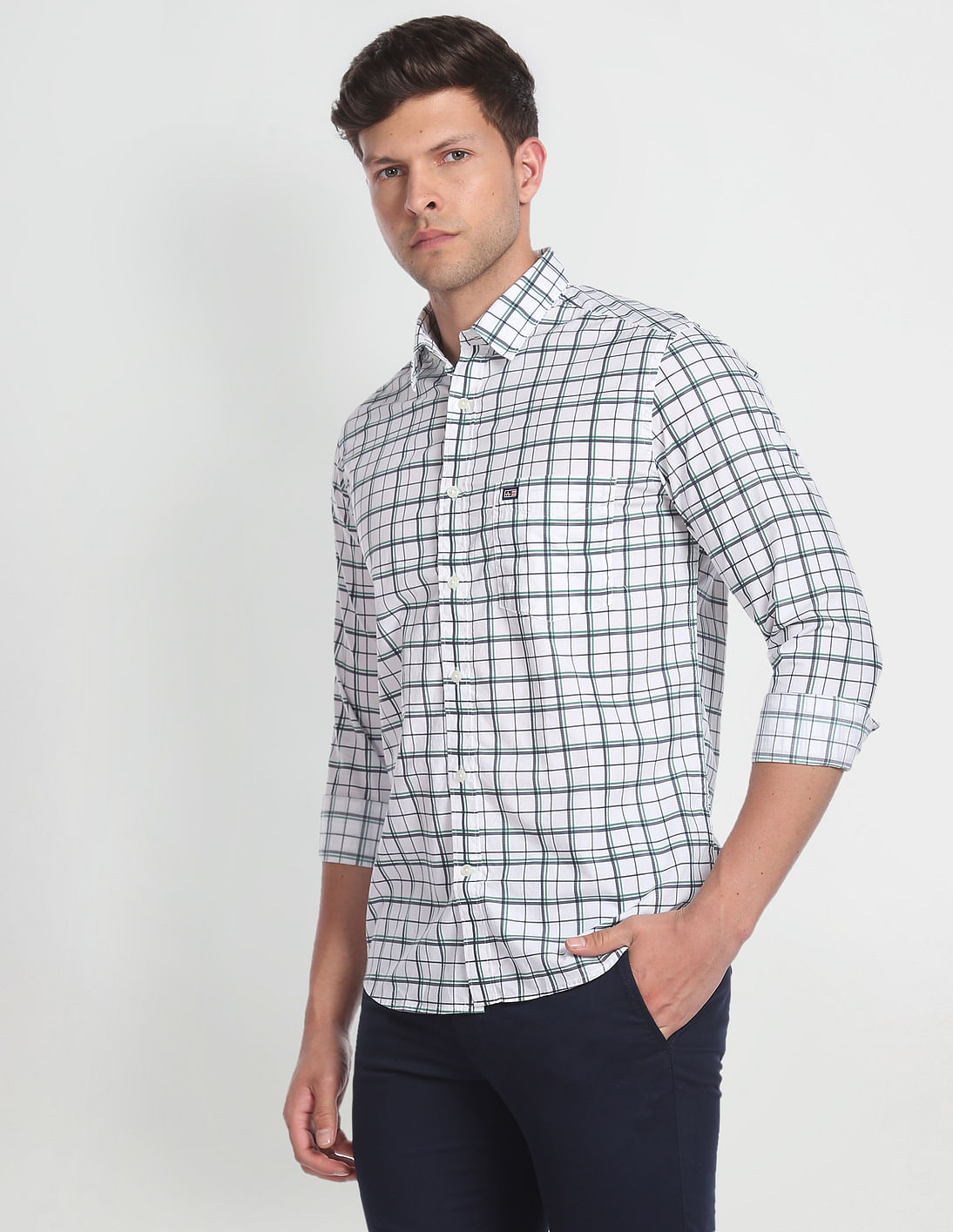 Buy Arrow Sports Cutaway Collar Tartan Check Casual Shirt - NNNOW.com