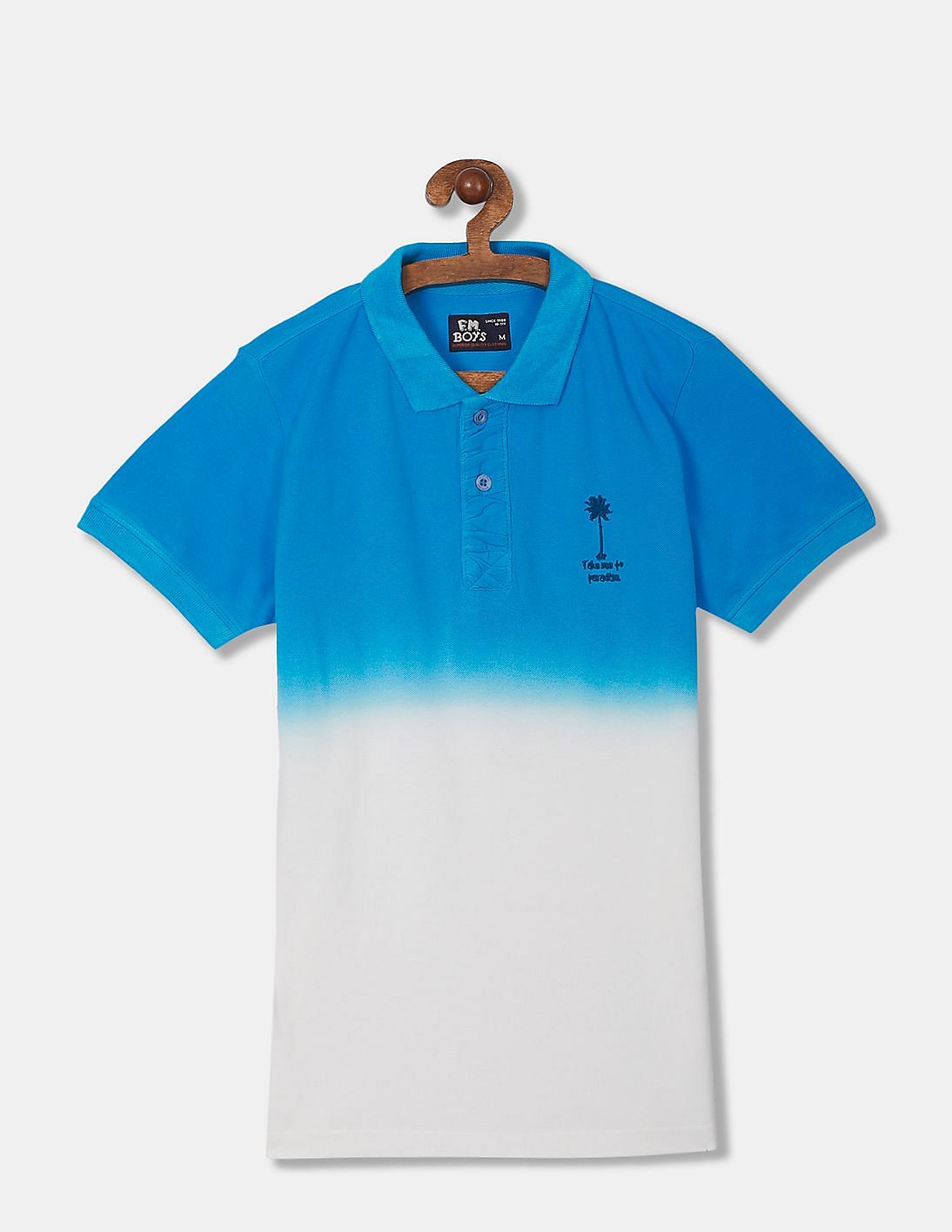 Buy FM Boys Boys Blue and White Short Sleeve Dip Dye Polo Shirt - NNNOW.com