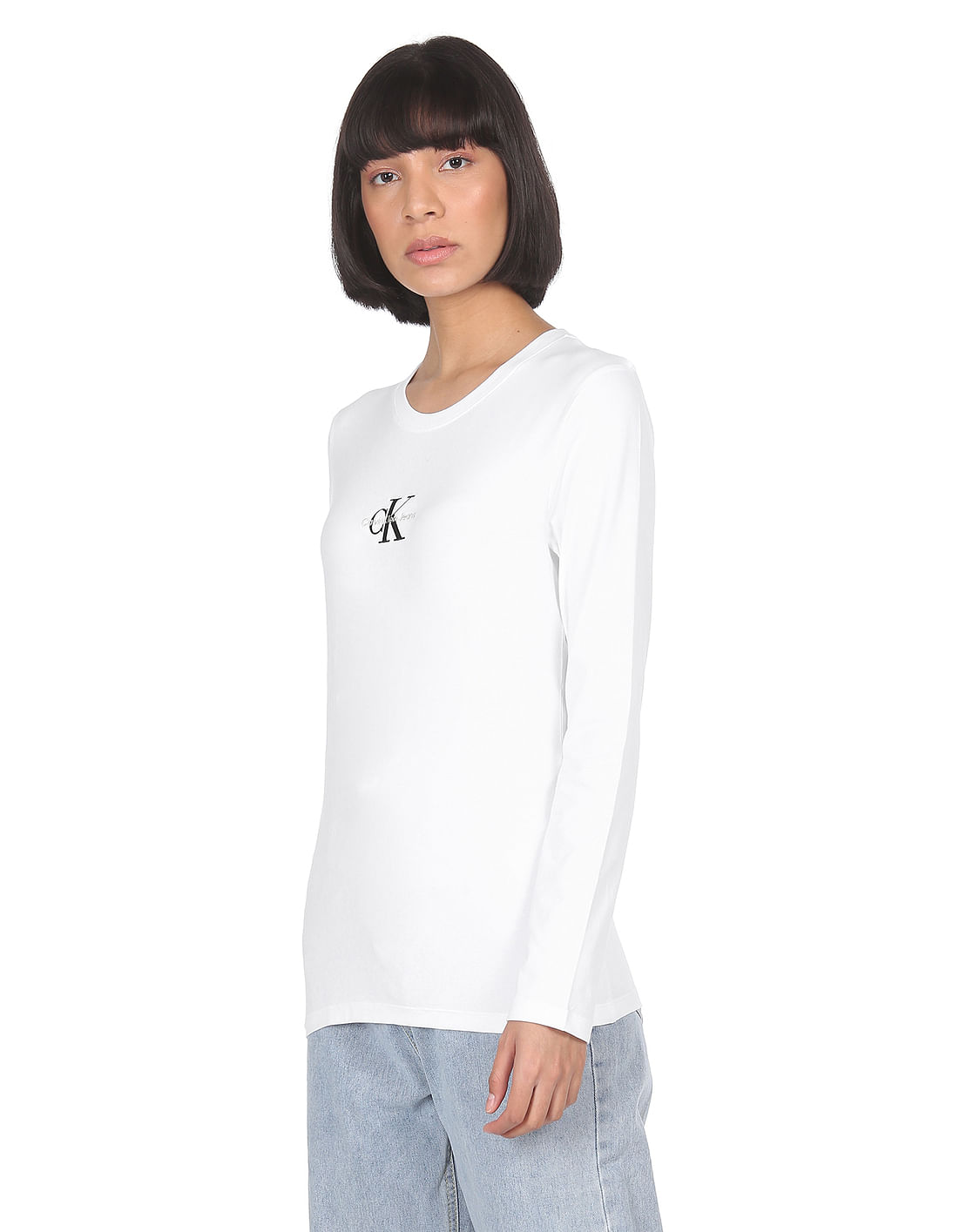 売れ筋商品|||カルバンクライン Tシャツ レディース トップス EXCLUSIVE LABEL TEE - Long sleeved top - bright white Buy Calvin Klein Jeans Women White Long Sleeve Logo T-Shirt