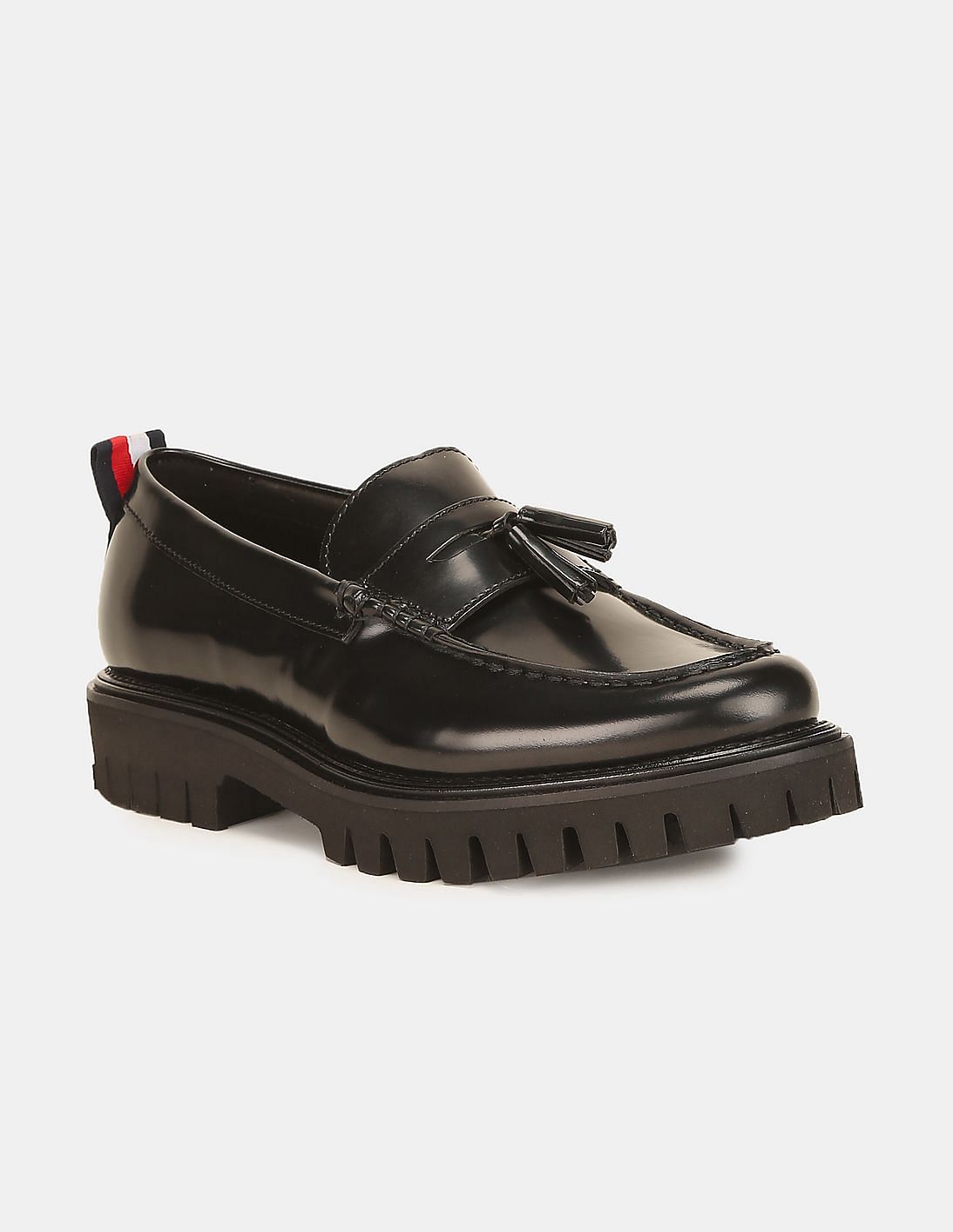 Buy Tommy Hilfiger Men Black Chunky Dress Leather Loafers - NNNOW.com