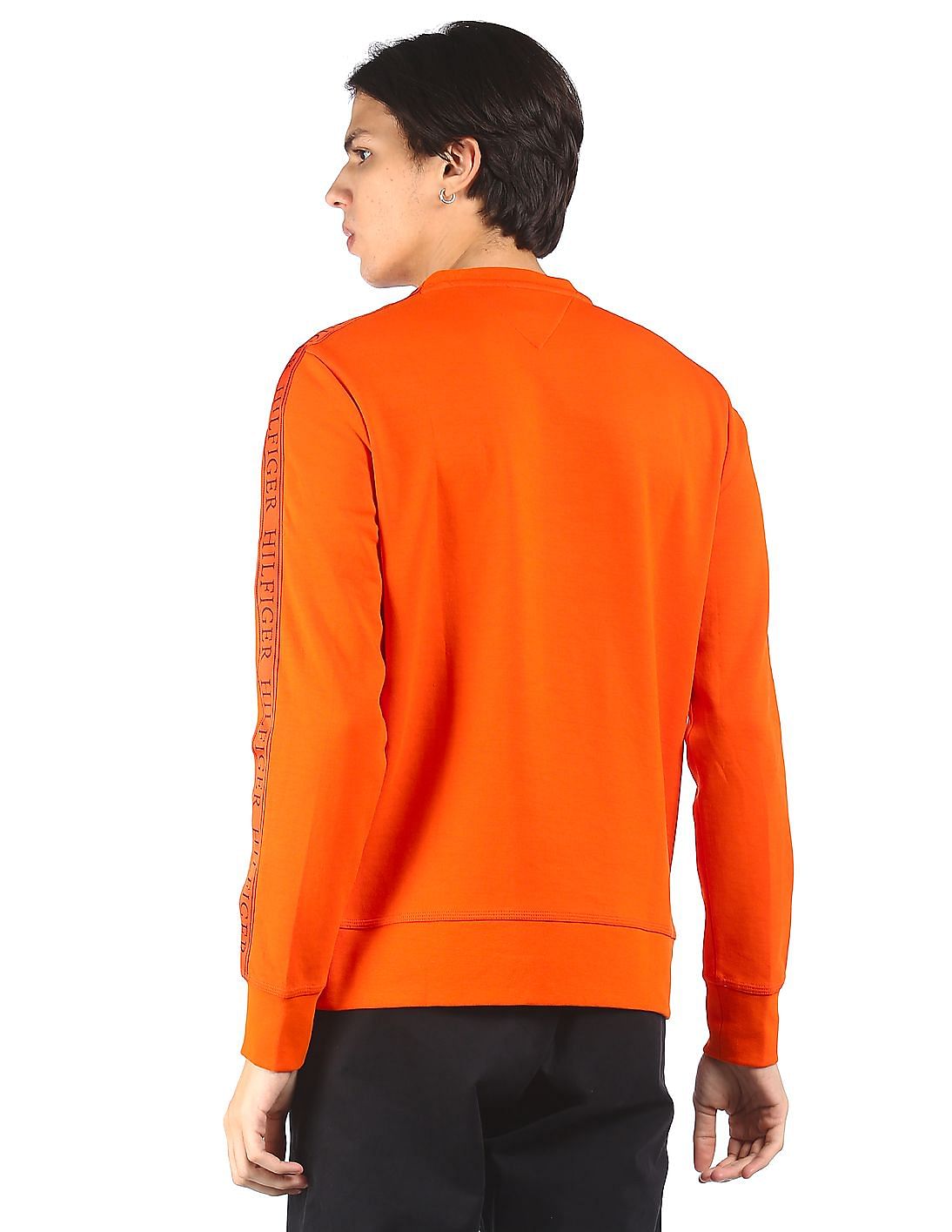 Buy Tommy Hilfiger Men Orange Brand Tape Crew Neck Sweatshirt