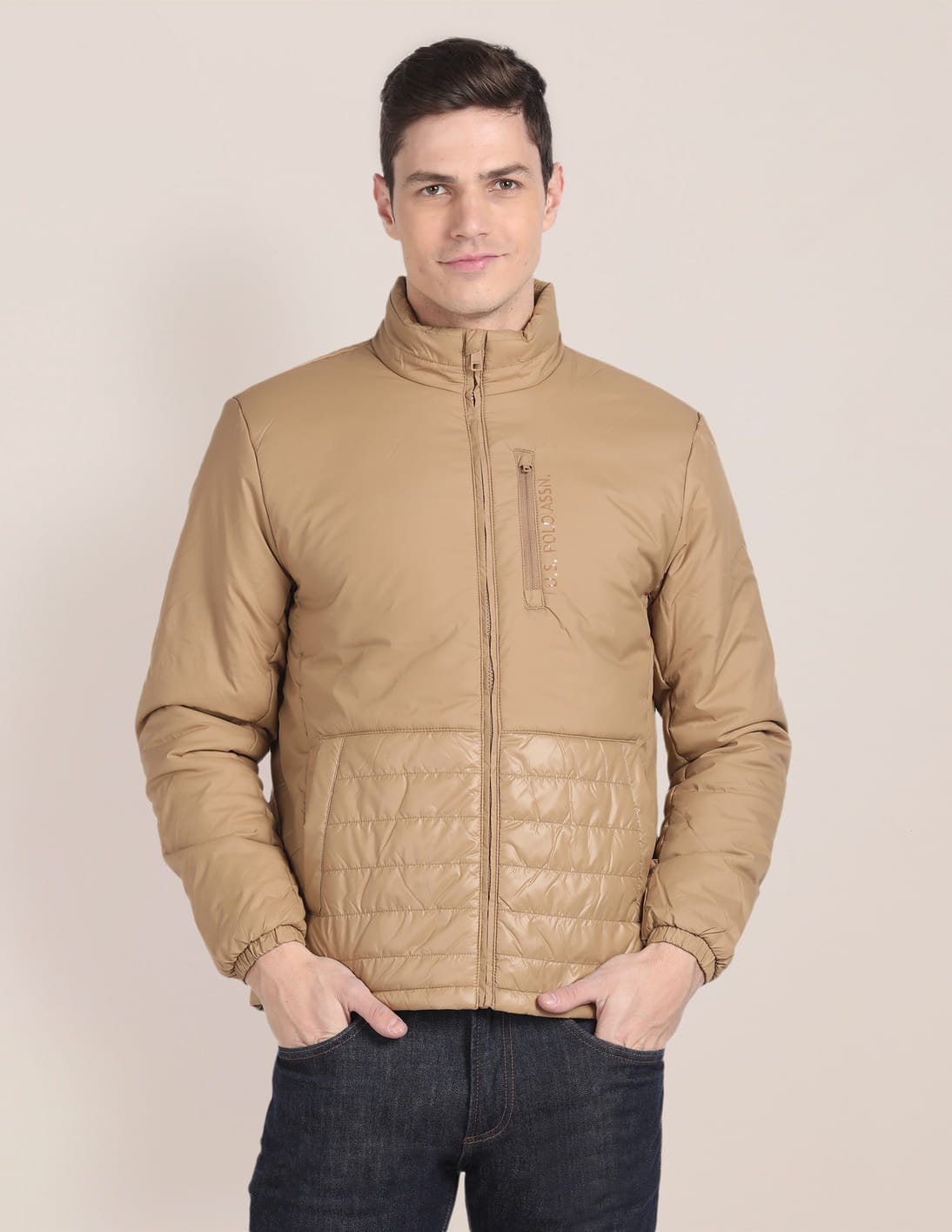 POLO ベージュ ジッパー付きジャケット Buy U.S. Polo Assn. Solid Zip Up Quilted Jacket - NNNOW.com