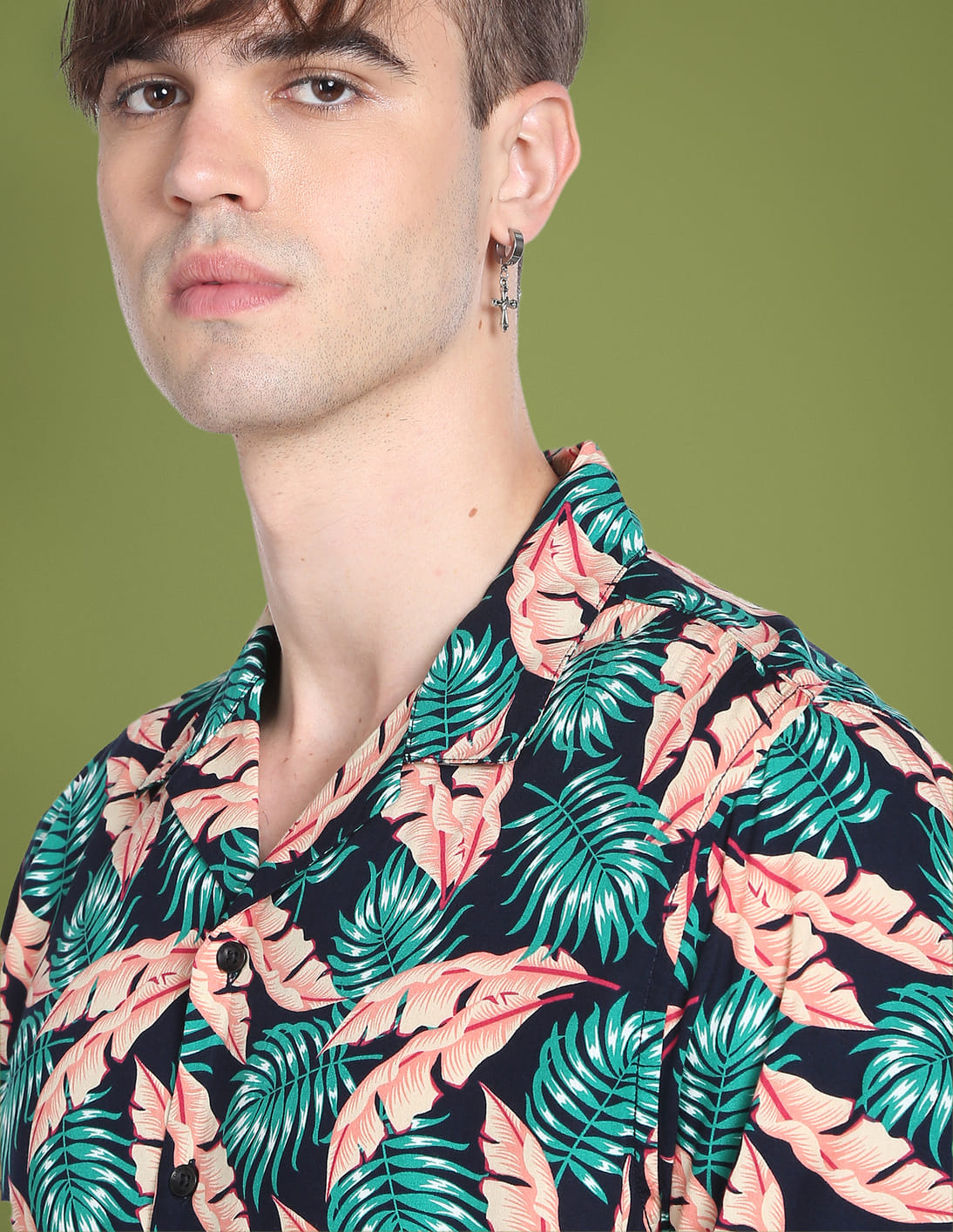Buy Flying Machine Cuban Collar Tropical Print Shirt - NNNOW.com