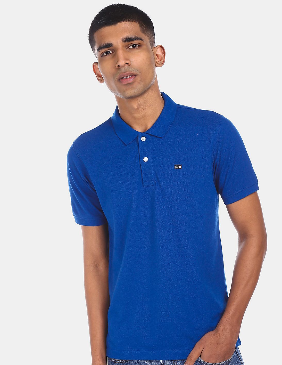 Buy Arrow Sports Men Royal Blue Short Sleeve Pique Polo Shirt - NNNOW.com
