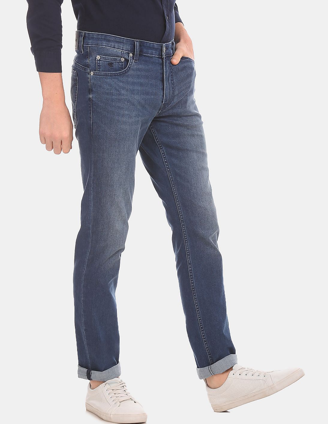 Buy Calvin Klein Men Dark Blue Slim Fit Stone Wash 37.5 Jeans - NNNOW.com