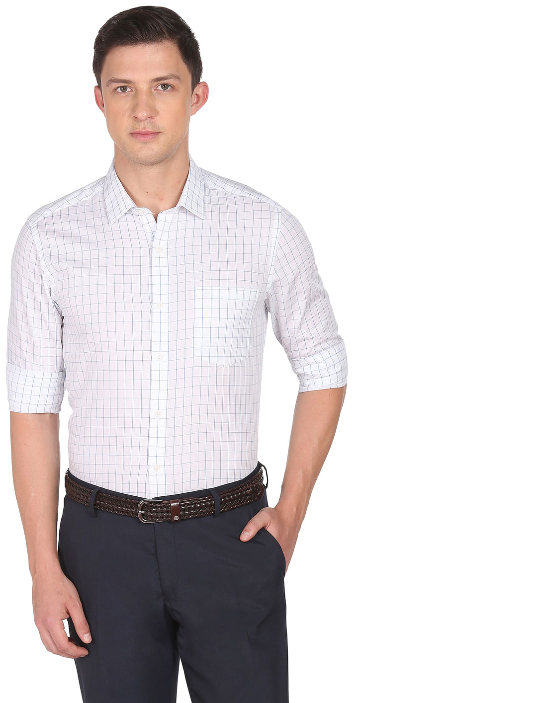 Buy Arrow Grid Tattersall Check Manhattan Slim Fit Shirt - NNNOW.com