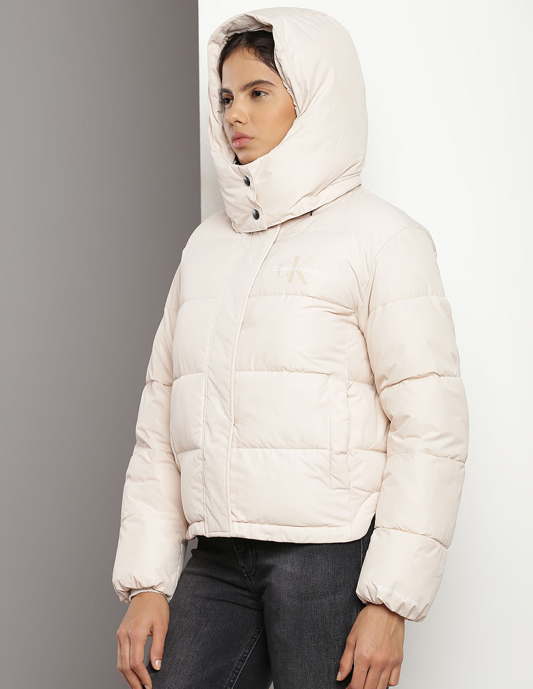 Calvin klein detachable deals hood puffer coat