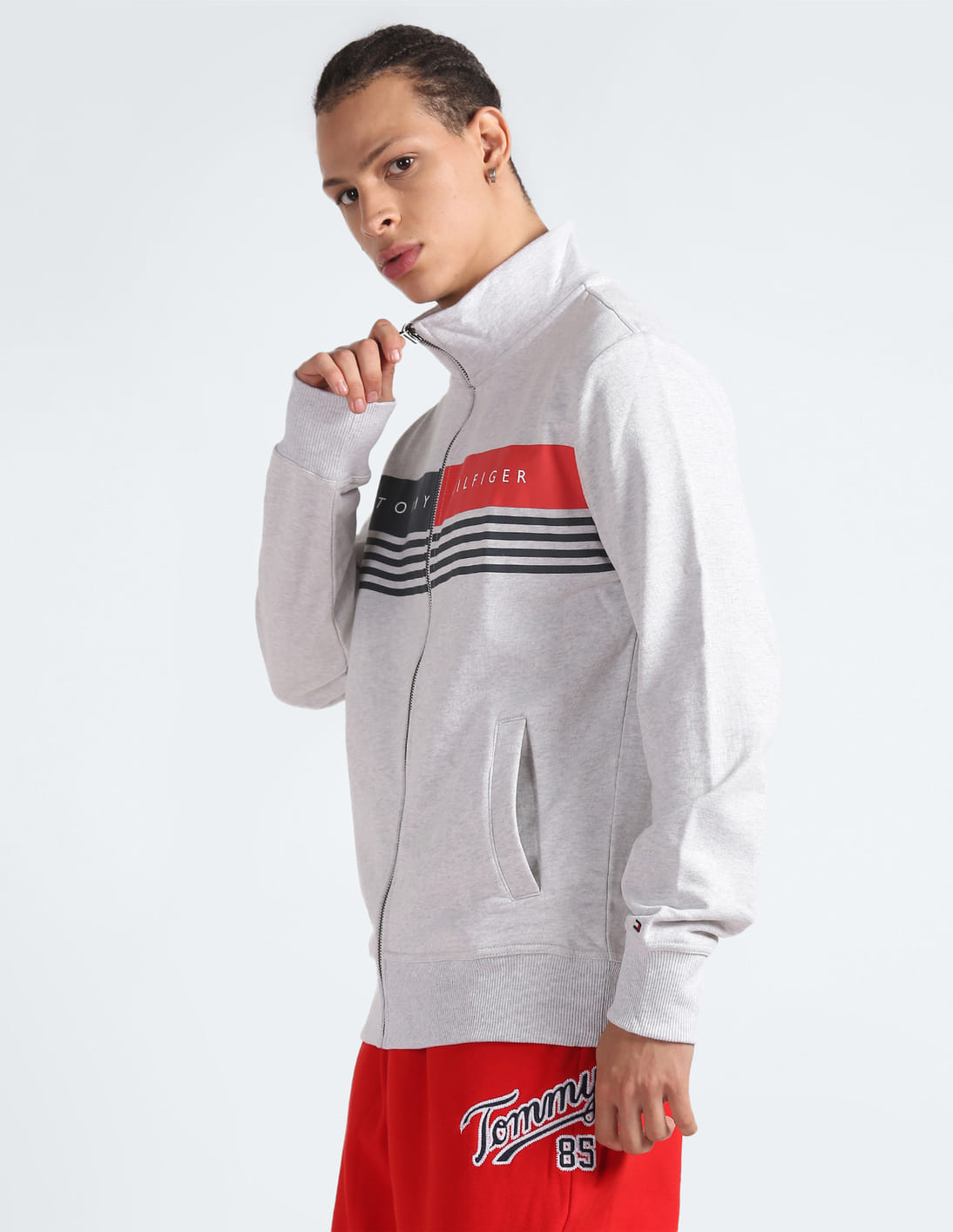 Buy Tommy Hilfiger Brand Print Cotton Zip Through Sweat Shirt