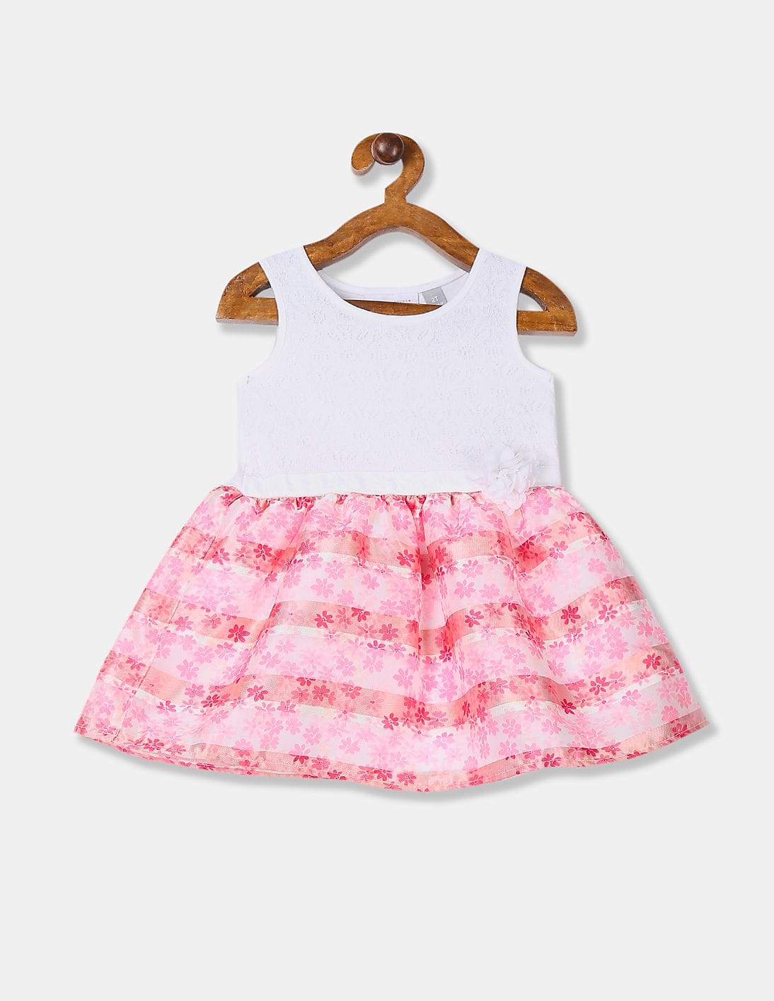 Buy The Children's Place Girls White and Pink Floral Print Fit And