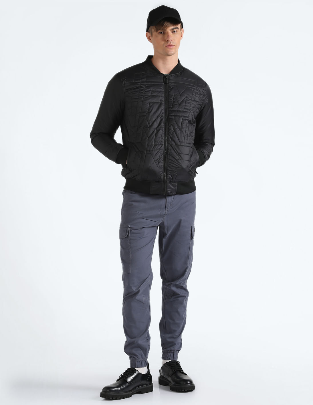 Buy Flying Machine Stand Collar Solid Bomber Jacket - NNNOW.com