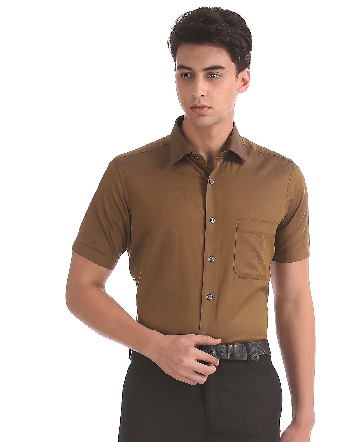 Buy Arrow Brown Short Sleeve Patterned Shirt - NNNOW.com