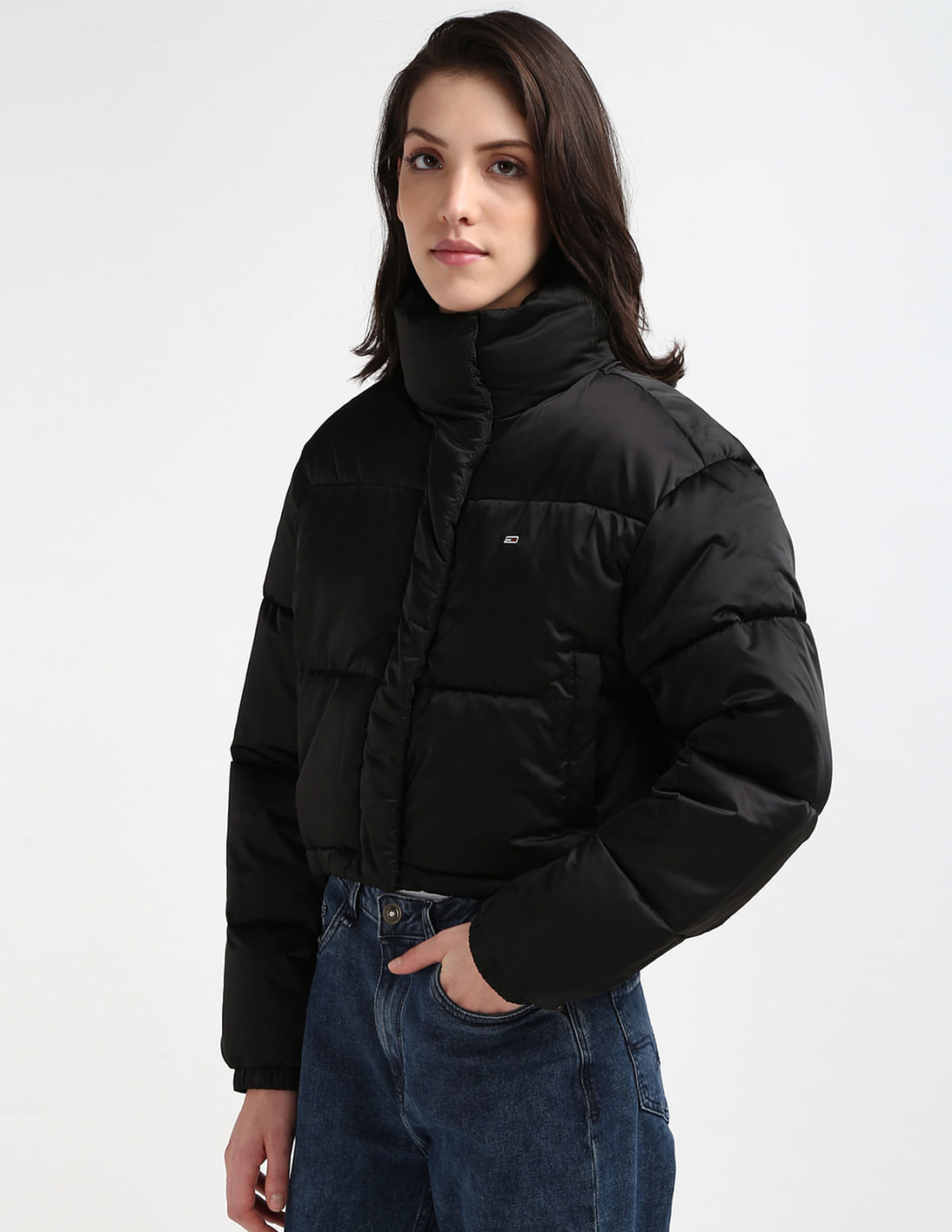 【 JEANS】 Cropped Satin Puffer Jacket Jumper Buy Tommy Hilfiger Cropped Satin Puffer Jacket - NNNOW.com