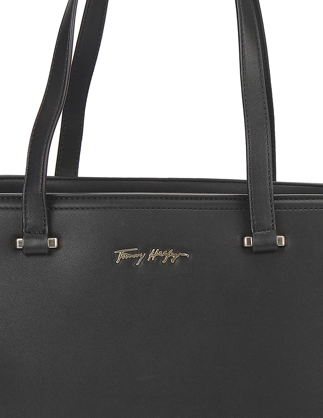 Buy Tommy Hilfiger Women Black Logo Tote Bag With Pouch