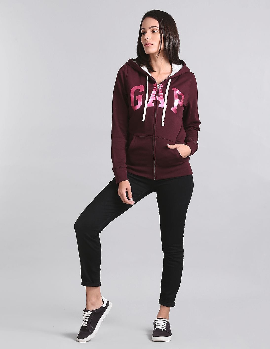 Buy GAP Women Women Red Brand Print Hooded Sweatshirt - NNNOW.com