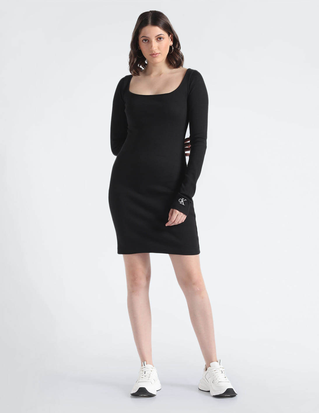 Formal Dresses Calvin Klein Long Sleeve Black Dress Buy Calvin Klein Black  Skinny Fit Dress For