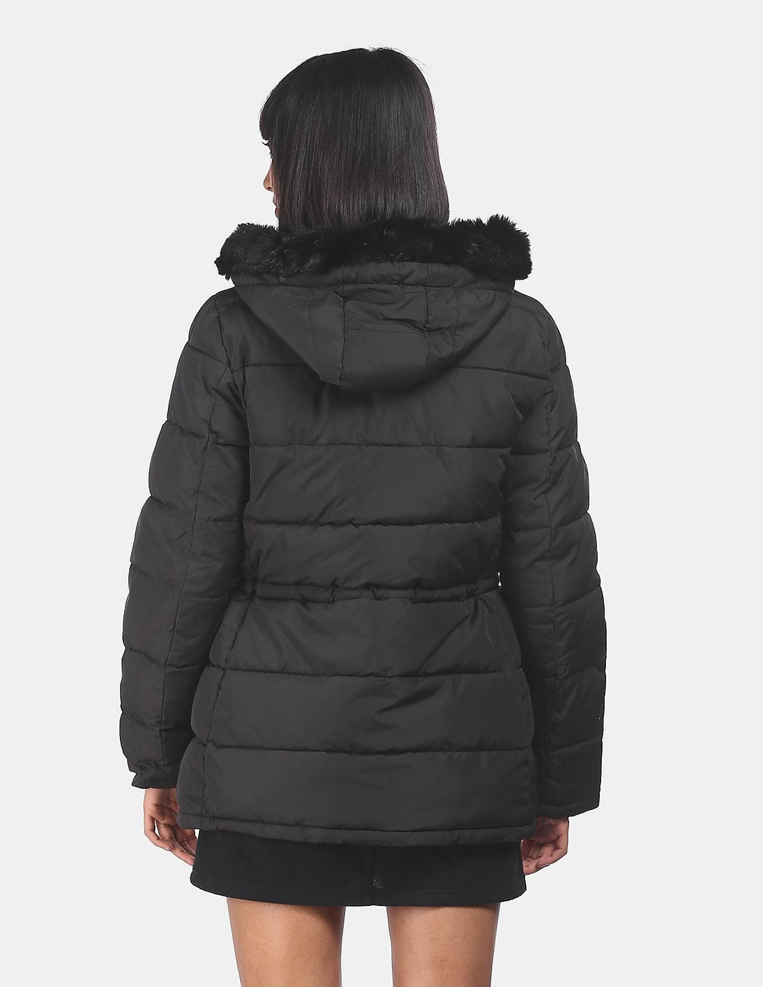 Buy GAP Women Black Faux Fur Hooded Puffer Jacket - NNNOW.com