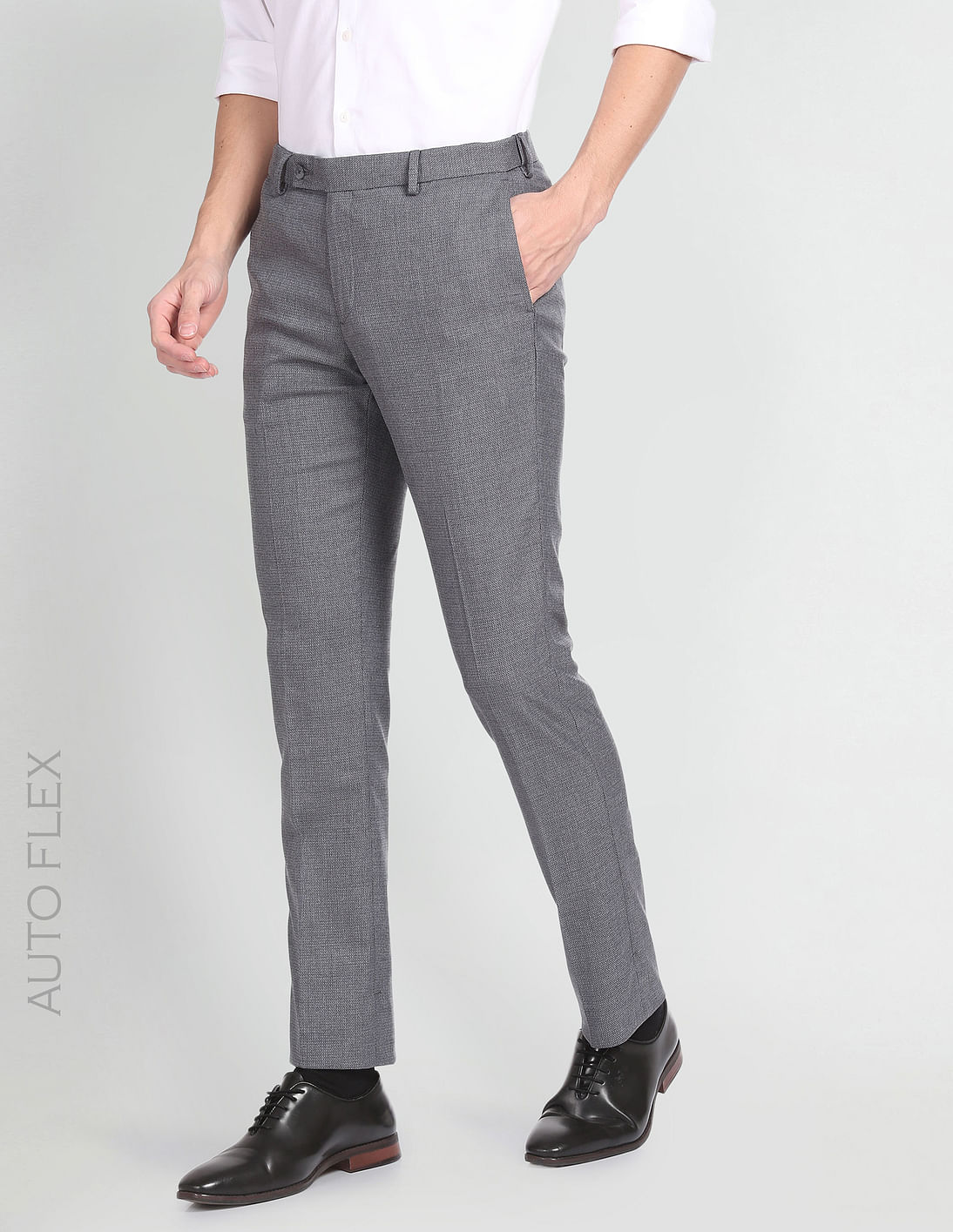 Buy Arrow Dobby Regular Fit Autoflex Trousers - NNNOW.com