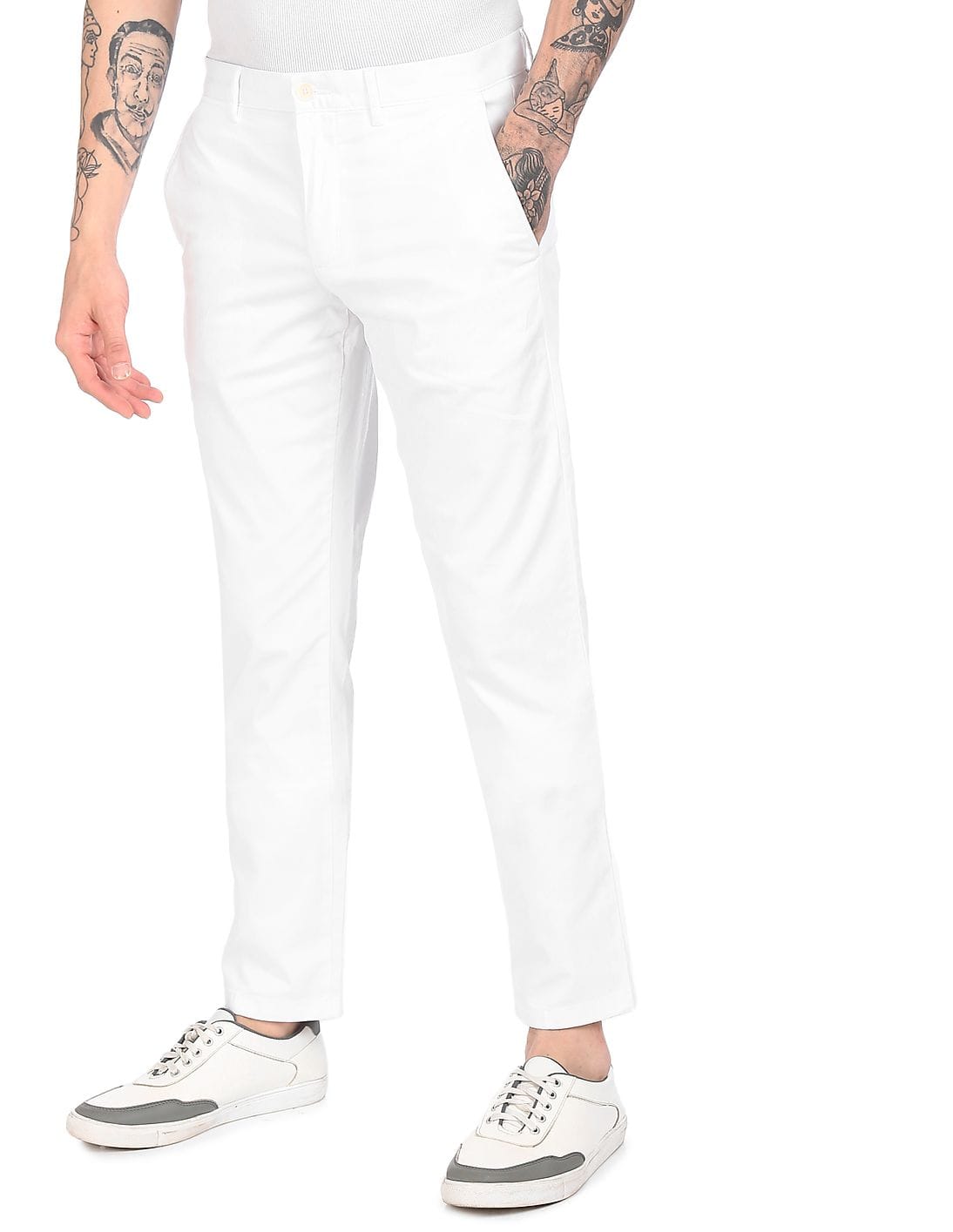 tommy hilfiger men white solid sneakers