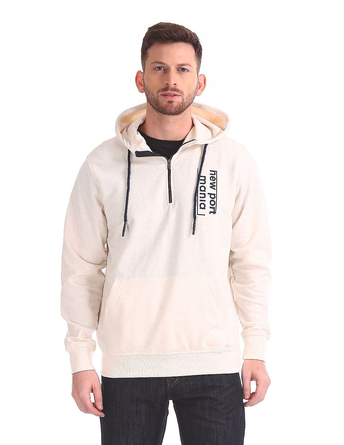 Download Buy Men Half Zip Hooded Sweatshirt online at NNNOW.com