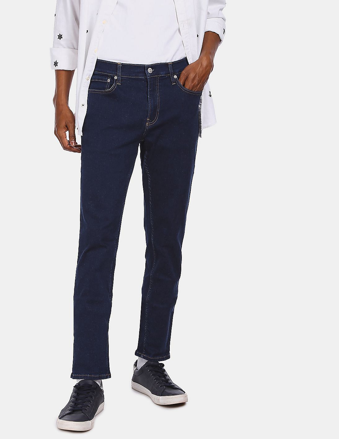 Buy Calvin Klein Men Dark Blue Slim Fit Infinite Flex Clean Look Jeans