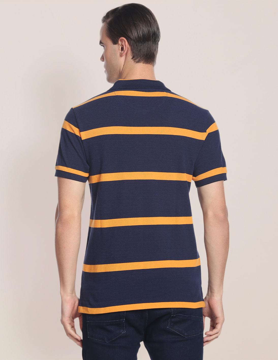 Buy U.S. Polo Assn. Men Navy Horizontal Stripe Polo Shirt