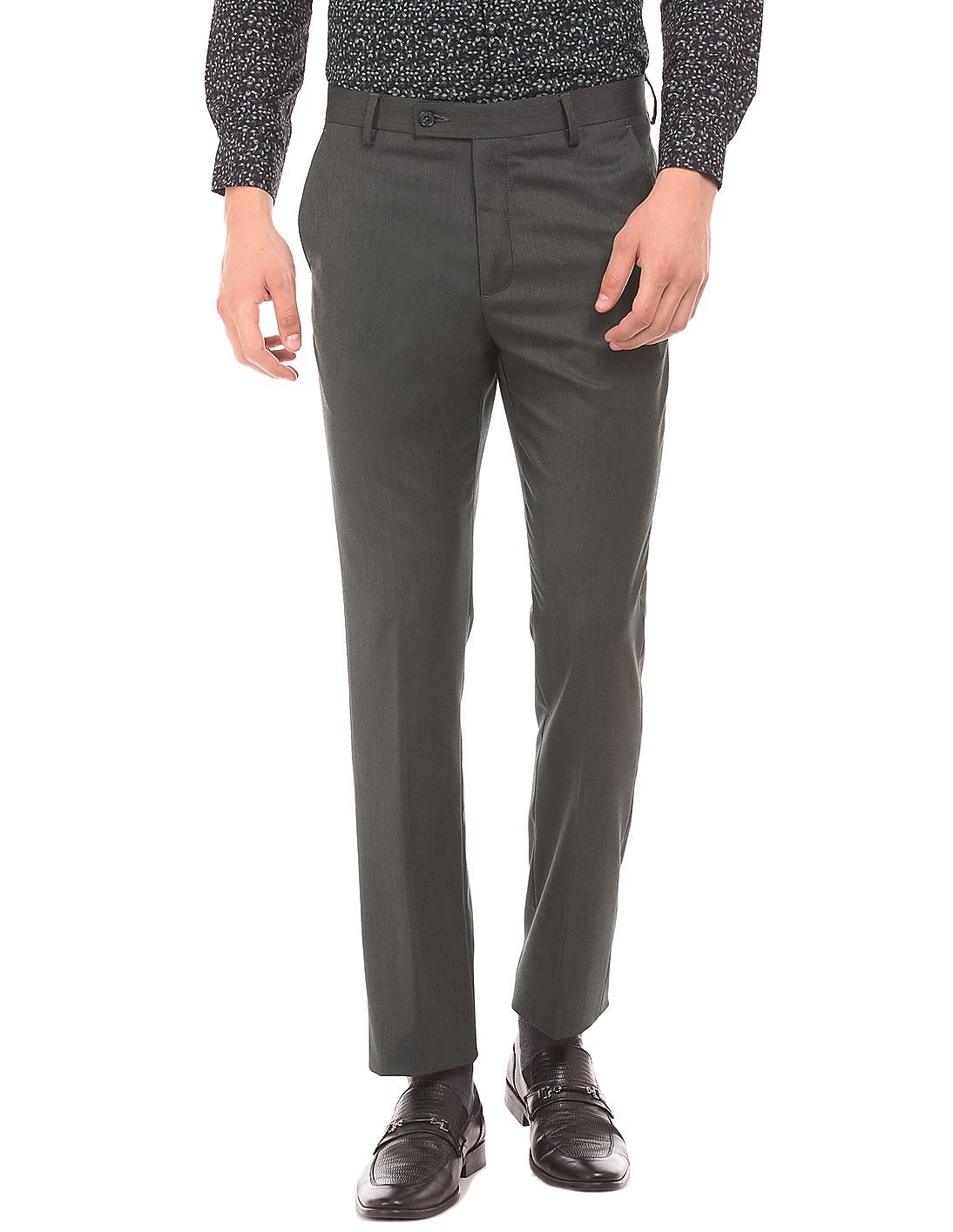 Buy AthWork Men Blue Comfort Tapered Fit Self Design Formal Trousers  online  Looksgudin