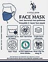 U.S. Polo Assn. Unisex Adults Grey Triple Layer Washable Anti Bacterial Heathered Face Masks - Pack Of 3
