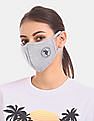 U.S. Polo Assn. Unisex Adults Grey Triple Layer Washable Anti Bacterial Heathered Face Masks - Pack Of 3