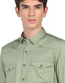 Flying Machine Solid Spread Collar Cotton Shirt