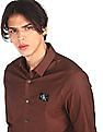 Calvin Klein Men Brown French Placket Textured Casual Shirt