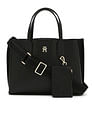 Tommy Hilfiger Solid Black Pu Handbags