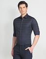 Arrow Patterned Windowpane Slim Formal Shirt