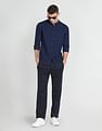 Flying Machine Mandarin Collar Vertical Stripe Shirt